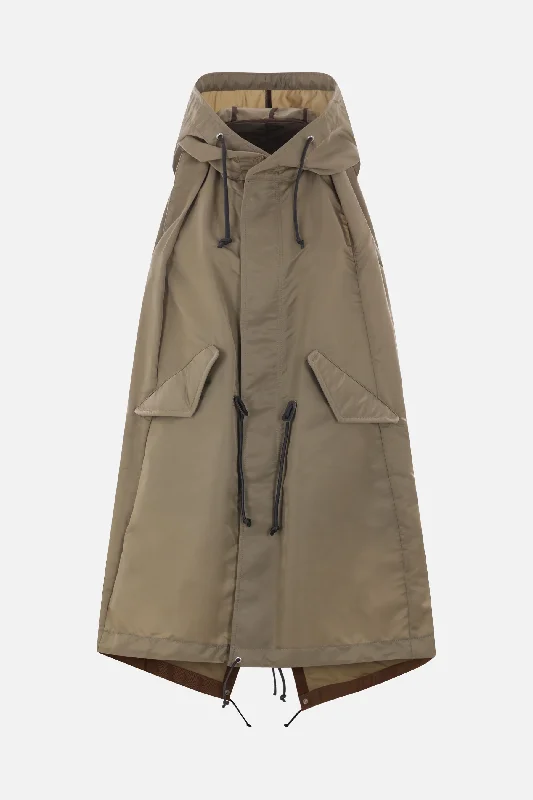 sleeveless parka in nylon twill Cozy Faux Fur Parka