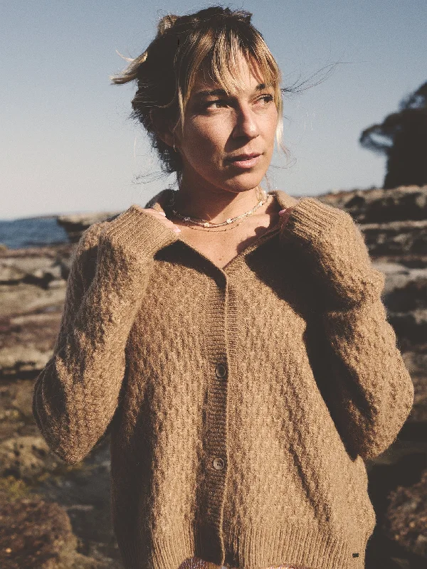 Coco Ho Cardigan - Mocha Open Front Closed Front Wrap Front