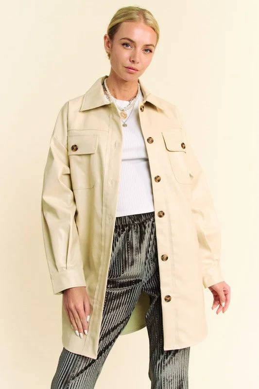 Davi & Dani Faux Leather Button Up Jacket with Chest Pockets Plaid Jacket Tartan Jacket Houndstooth Jacket Davi & Dani Faux Leather Button Up Jacket with Chest Pockets Plaid Jacket Tartan Jacket Houndstooth Jacket