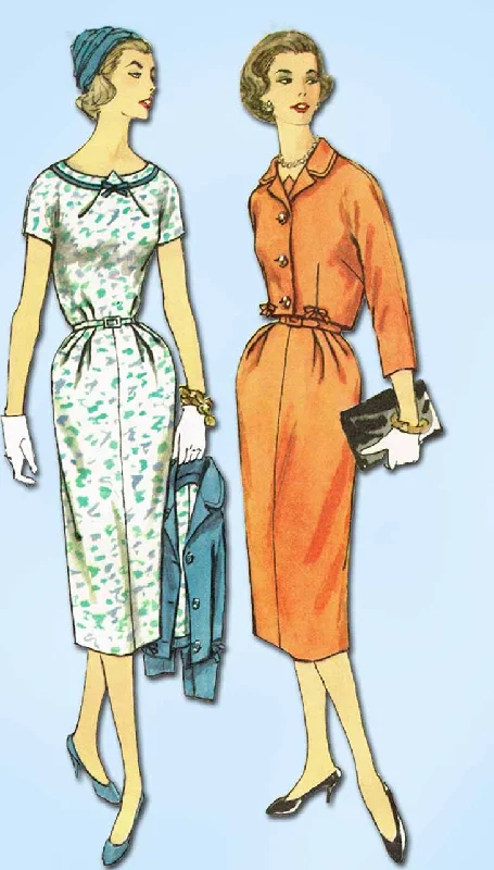 1950s Vintage Simplicity Sewing Pattern 2465 Uncut Misses Dress & Jacket Sz 33 B Stand-Up Collar Roll-Neck Collar Turtle Neck 1950s Vintage Simplicity Sewing Pattern 2465 Uncut Misses Dress & Jacket Sz 33 B Stand-Up Collar Roll-Neck Collar Turtle Neck