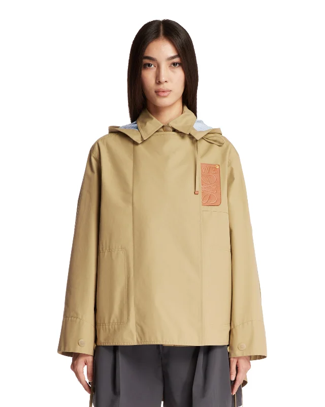 Parka Marrone In Cotone Elegant Mid-Length Parka