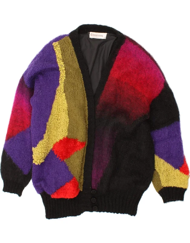 VINTAGE Womens Cardigan Sweater UK 18 XL Multicoloured Colourblock Button Cardigan Zip Cardigan Pullover Cardigan