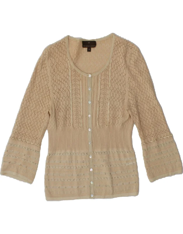 FENN WRIGHT MANSON Womens Cardigan Sweater UK 10 Small Beige Striped Print Jacquard Patchwork FENN WRIGHT MANSON Womens Cardigan Sweater UK 10 Small Beige Striped Print Jacquard Patchwork