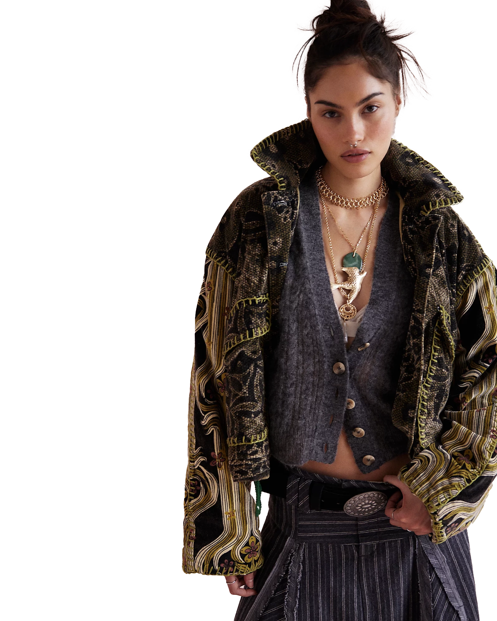 Giving Joy Jacket in Emerald Combo Mesh Jacket Canvas Jacket Denim Jacket