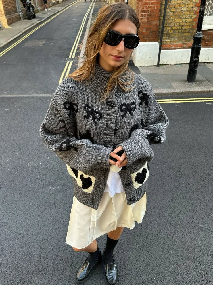 Advbridge Retro Printed Knit Cardigan Women Sweater Coats Fashion Single Breasted Cardigan Winter Thicken Long Sleeve Casual Outwear 2024 Modern Contemporary chic Advbridge Retro Printed Knit Cardigan Women Sweater Coats Fashion Single Breasted Cardigan Winter Thicken Long Sleeve Casual Outwear 2024 Modern Contemporary chic