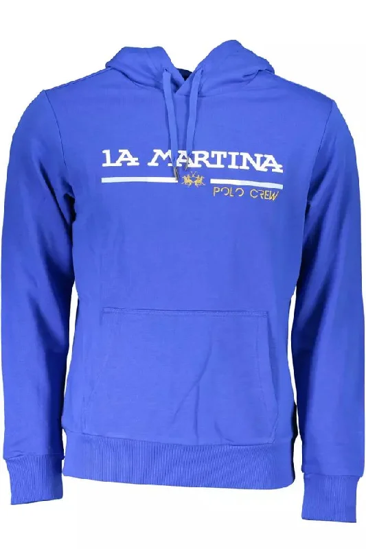Blue Cotton Men Sweater Graphic Sweater Embroidered Appliqued