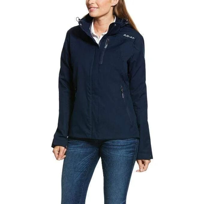 Ariat Ladies Coastal H20 Waterproof Jacket Navy Hoodie Zip-Up Jacket Button-Up Jacket