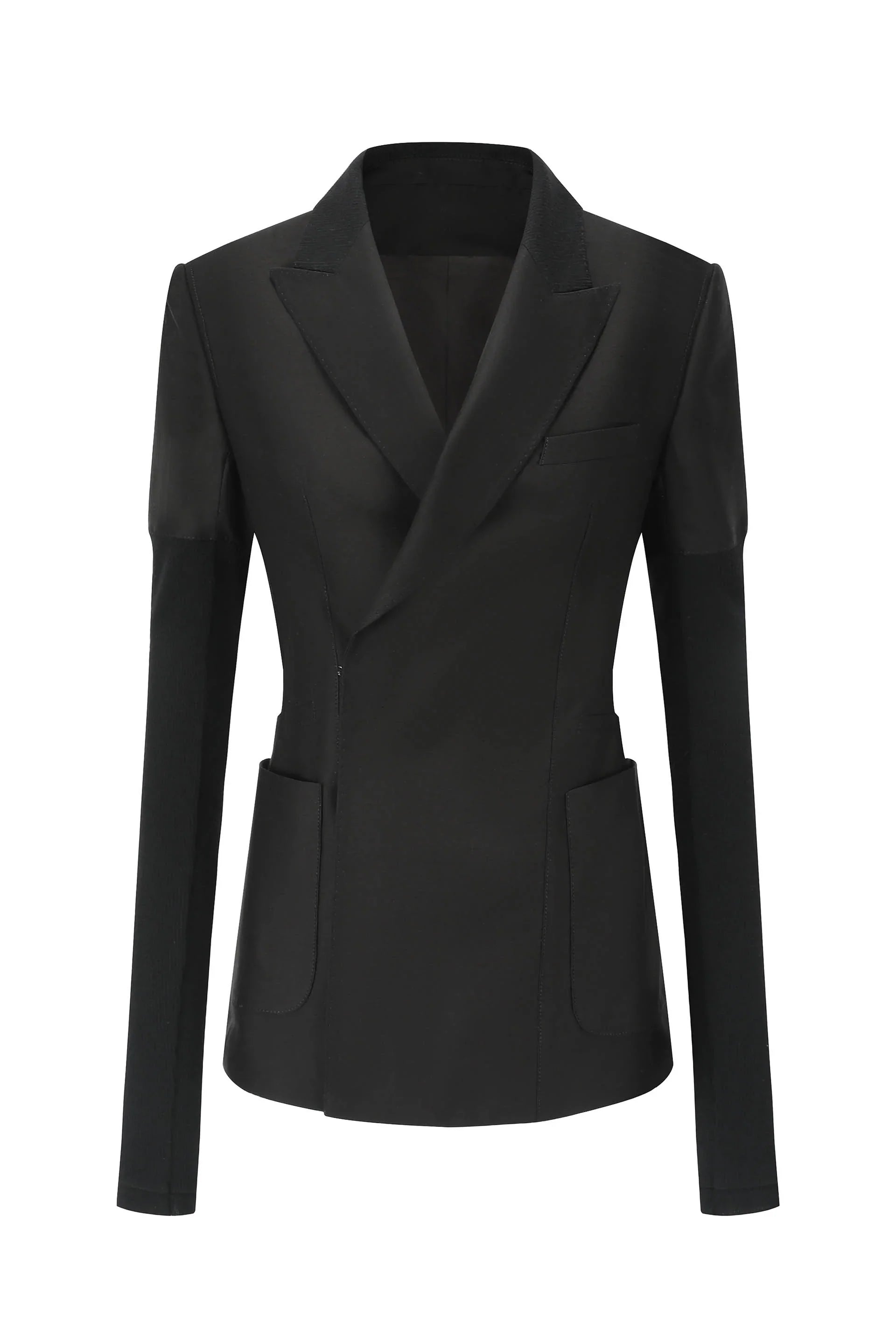 Silk Panel Knit Sleeve Blazer Women's Plaid Suit