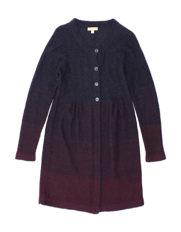 MONSOON Womens Cardigan Sweater UK 12 Medium Navy Blue Colourblock Crew Neck V-Neck Turtle Neck