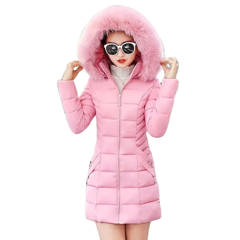 Winter Parkas Women Cotton-Padded Jacket Women's Fur Collar Cotton Liner Jacket Slim Long Thick Coat Hooded Female Mid-Length Padded Parka Winter Parkas Women Cotton-Padded Jacket Women's Fur Collar Cotton Liner Jacket Slim Long Thick Coat Hooded Female Mid-Length Padded Parka