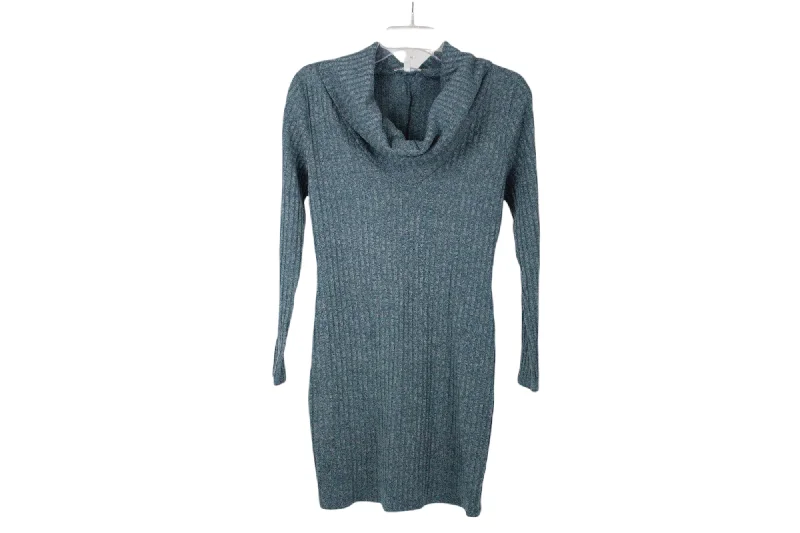 Charlotte Russe Blue Ribbed Sweater Dress | S Fitted Slim Tailored