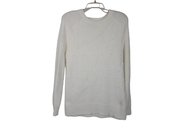 Old Navy White Dotted Sweater | M Nylon Fabric Polyester Fabric Spandex Fabric