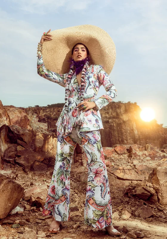 Printed Jacket with Bell Bottom Co-ord Set Appliqued Jacket Beaded Jacket Sequined Jacket Printed Jacket with Bell Bottom Co-ord Set Appliqued Jacket Beaded Jacket Sequined Jacket