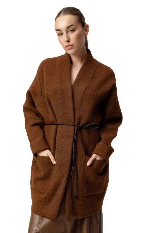 Liana Cardigan In Brown Elegant Classic Vintage