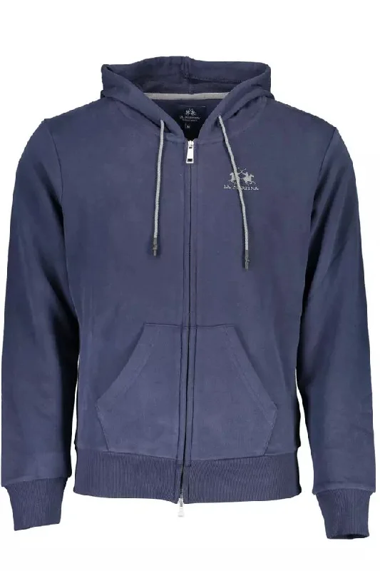 Blue Cotton Men Sweater Open Front Closed Front Wrap Front