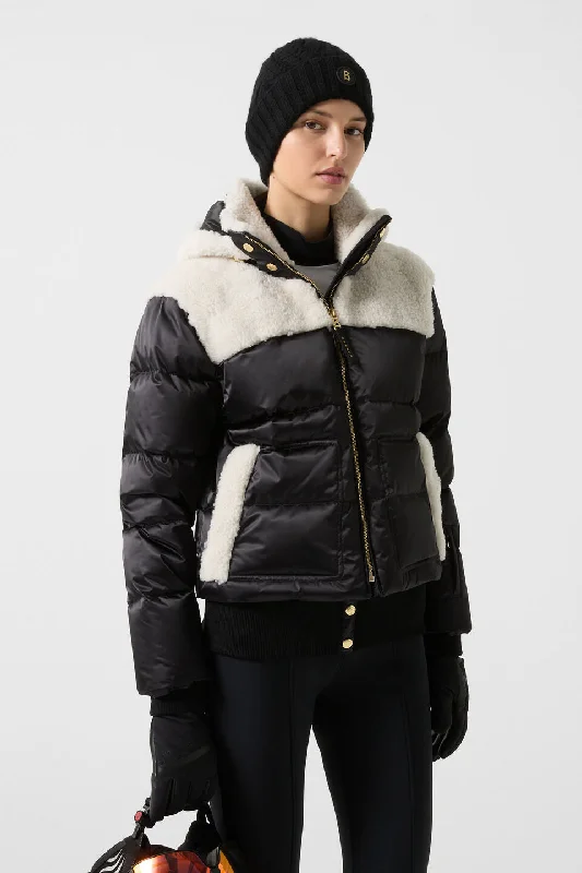 Dia Satin Shearling Down Ski Jacket V-Neck Jacket Boat Neck Jacket Square Neck Jacket