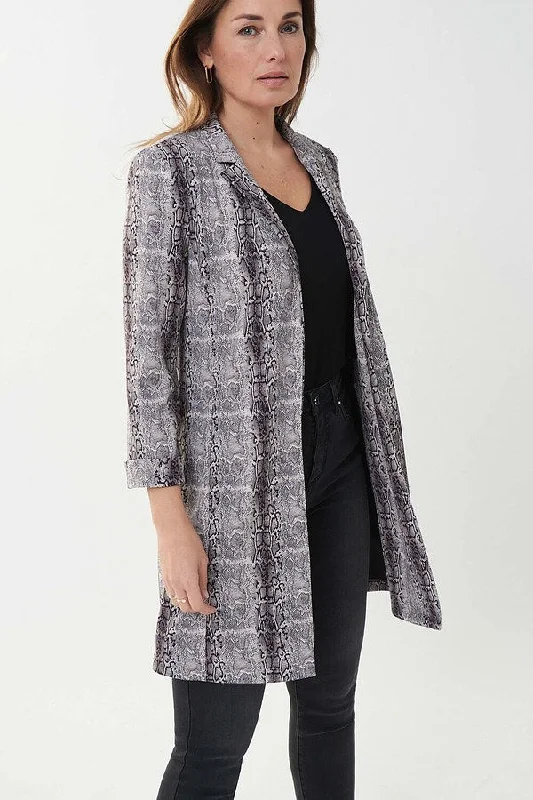 Women's Joseph Ribkoff | Long Snake Print Blazer | Beige and Black Women's Advanced Suit