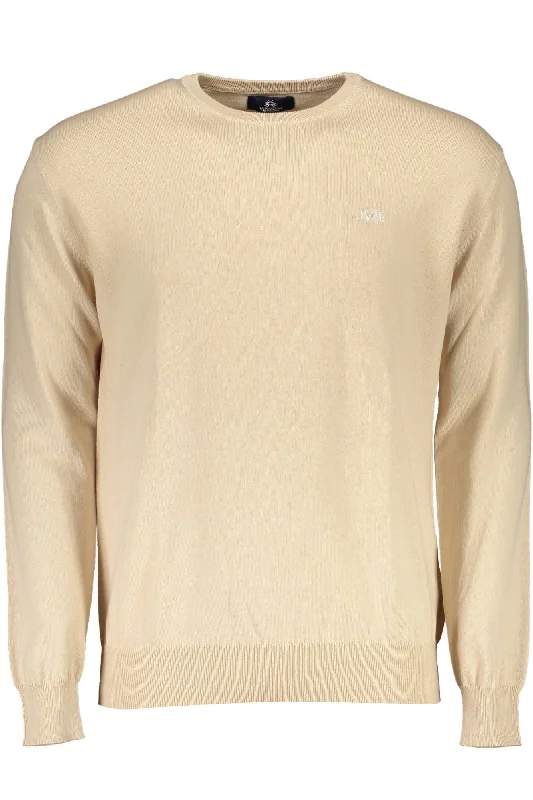 Beige Cotton Men Sweater Soft Cozy Warm