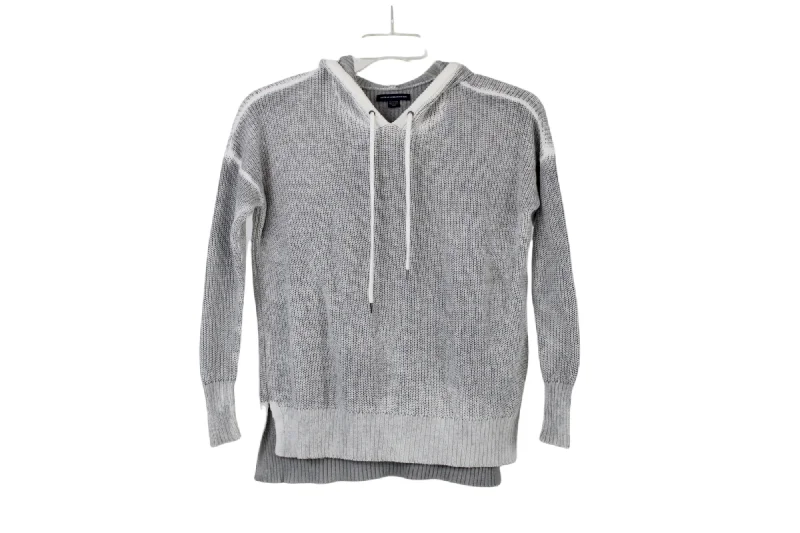 American Eagle Gray Knit Hooded Sweater | XS Lace Blend Ribbed Blend Corduroy Blend