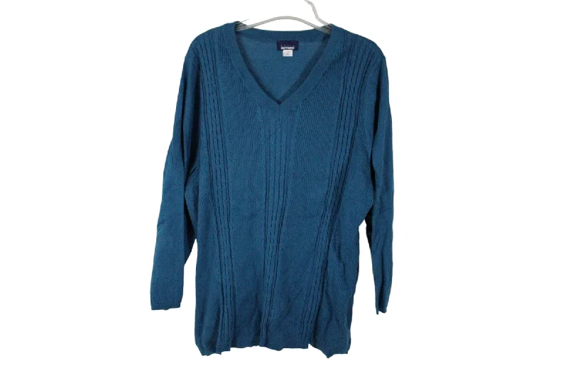 Basic Editions Teal Knit Sweater | 2X Fleece Fabric Down Fabric Feather Fabric