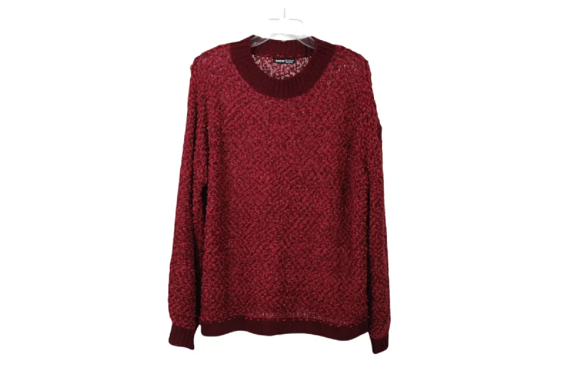 Shein Red Oversized Knit Sweater | S Chenille Blend Fleece Blend Nylon Blend