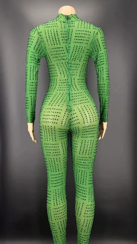 Green Cardigan and Jumpsuit Casual Formal Business