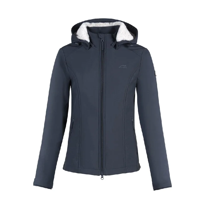 Equiline Ladies Hooded Softshell Jacket Navy Bomber Jacket Anorak Windbreaker