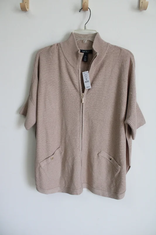 NEW White House Black Market Zip Up Poncho Heather Cork Sweater | XS Anti-Pilling Anti-Shrink Durable NEW White House Black Market Zip Up Poncho Heather Cork Sweater | XS Anti-Pilling Anti-Shrink Durable