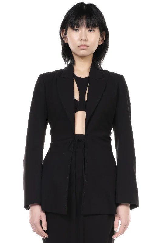 Draped Waist Blazer Women's Patchwork Suit