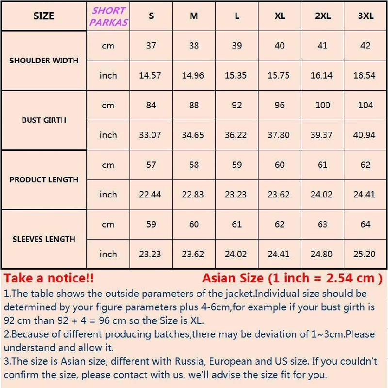 SHORT SIZE CHART