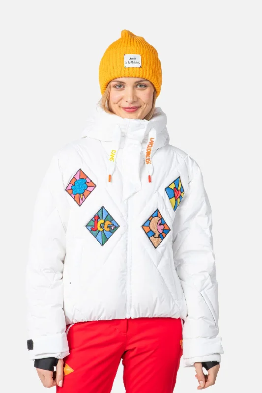 Lumy Down Bomber Ski Jacket Boat Neck Shawl Collar Notched Collar