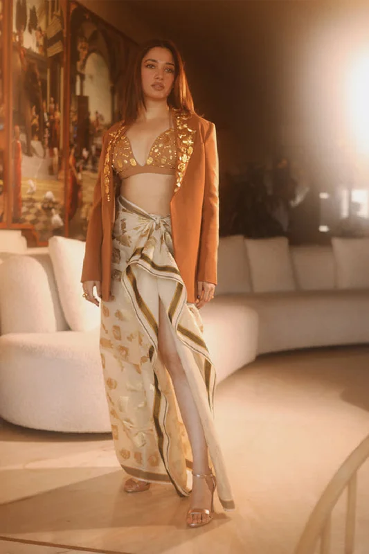 The Tan Trophy Jacket Set Hooded Jacket Caped Jacket Shawl Collar Jacket