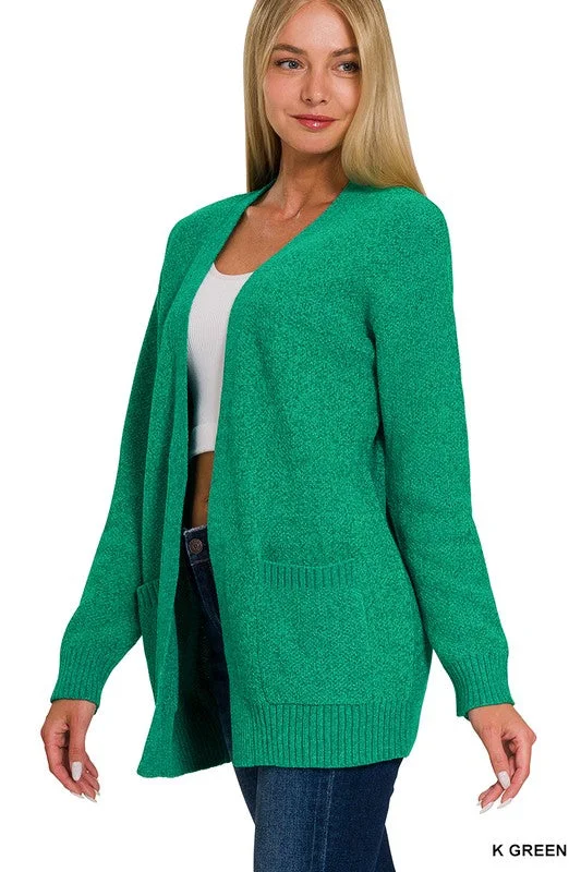 Melange Sweater Cardigan - Kelly Green Polka Dot Checkered Tartan