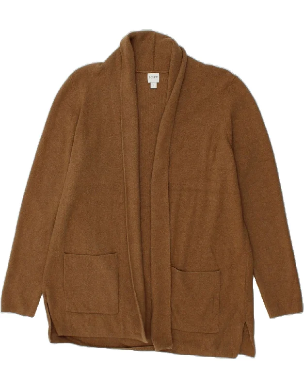 J. CREW Womens Open Cardigan Sweater UK 16 Large Brown Cotton Wool Fabric Cashmere Fabric Tweed Fabric J. CREW Womens Open Cardigan Sweater UK 16 Large Brown Cotton Wool Fabric Cashmere Fabric Tweed Fabric
