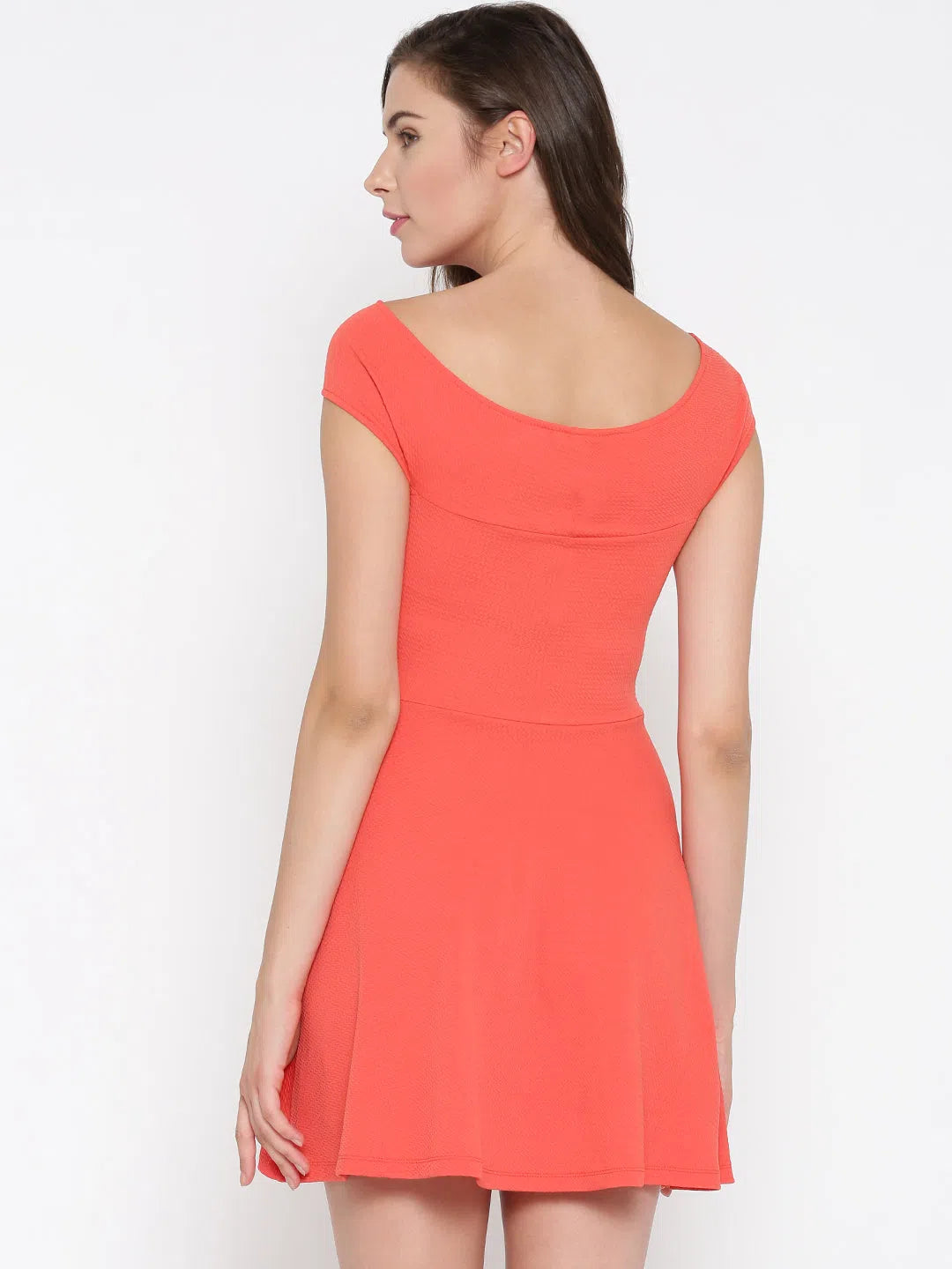Coral Bandage Bardot Skater Dress