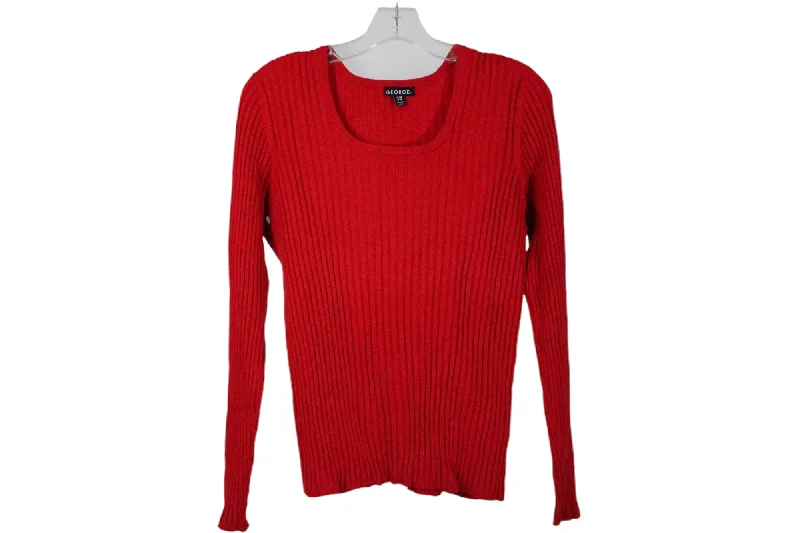 George Red Ribbed Sweaters | XL Terry Terry Cloth Terry Knit