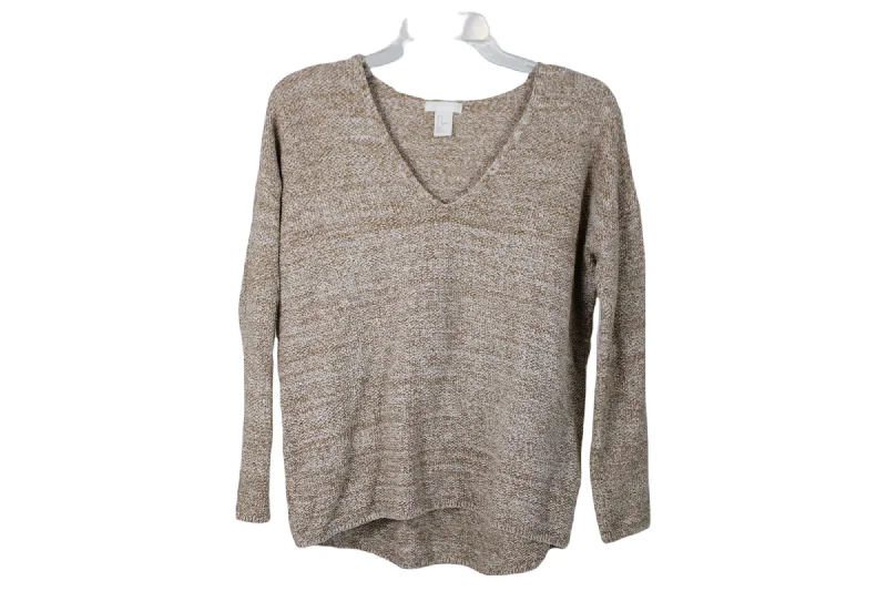 H&M Conscious Knit Tan Sweater | S Solid Print Embellished