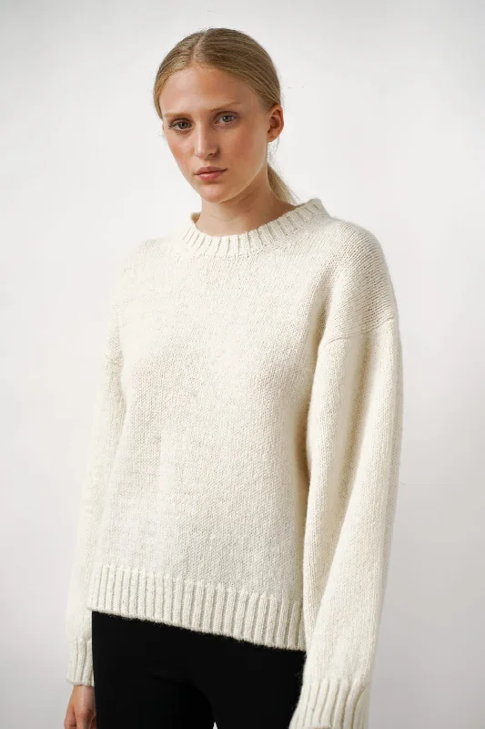 Ire Knitted Sweater Ivory Mesh Sweater Canvas Denim