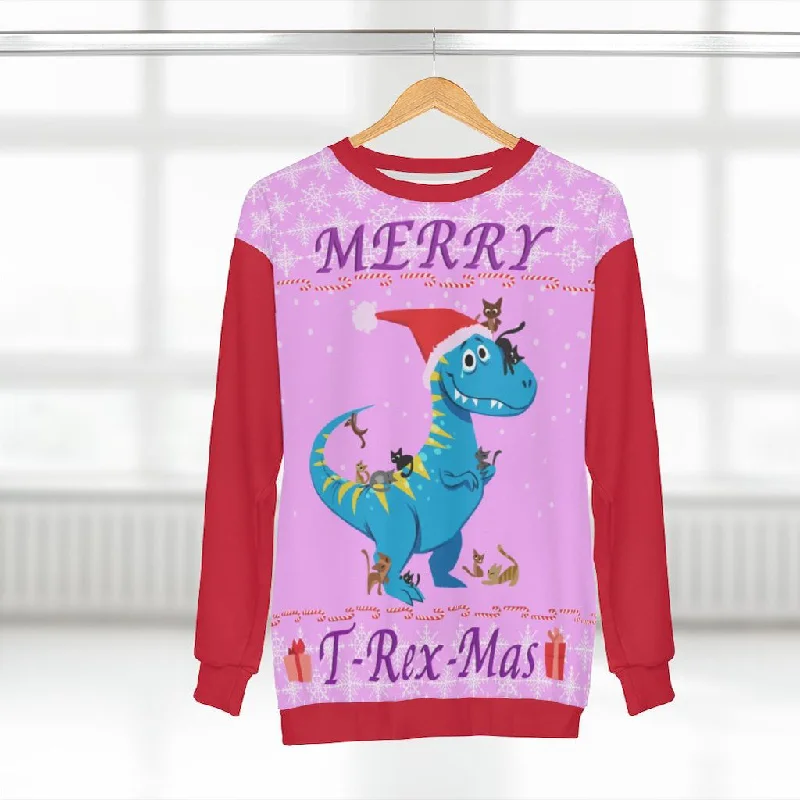 'Merry T-Rex-Mas' Ugly Christmas Sweater Unisex Tailored Straight A-Line