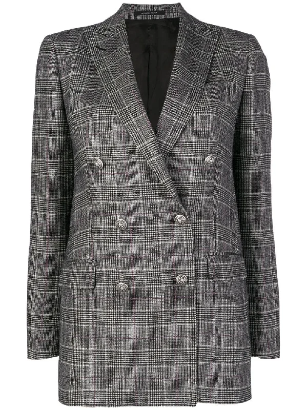 checked double-breasted blazer Women's Trendy Jacket