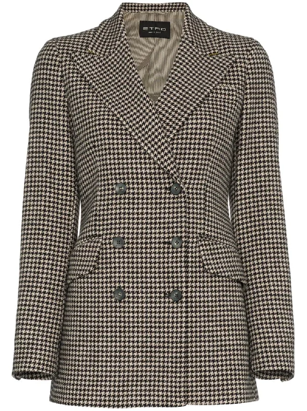 double breasted houndstooth wool blazer Women's Premium Blazer
