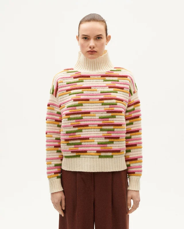 Idra Wool Sweater Multicolor Handmade Hand-knitted Hand-woven