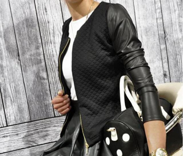 Women PU Leather Casual Zip Long Sleeve Chic Stylish Top Outwear Parka Coat Zipper Patchwork Baseball Jacket LXZ020M XXL Cozy Down-Filled Parka Women PU Leather Casual Zip Long Sleeve Chic Stylish Top Outwear Parka Coat Zipper Patchwork Baseball Jacket LXZ020M XXL Cozy Down-Filled Parka