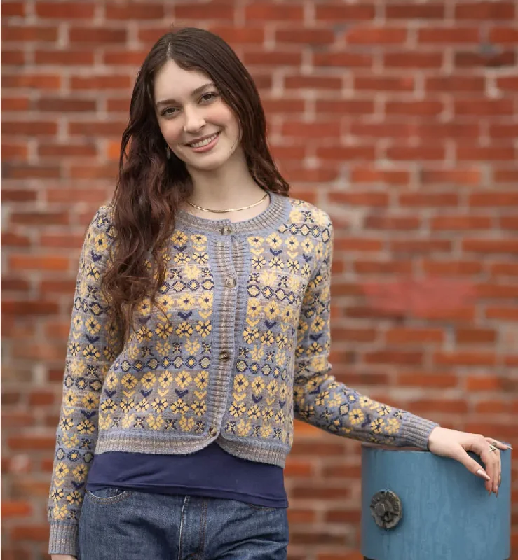 D Jacquard Short Cardigan Silk Blend Satin Velvet