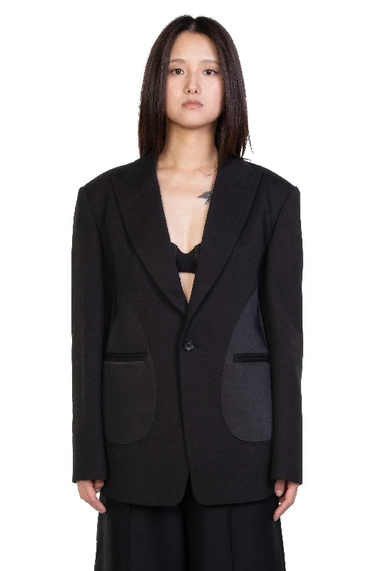 Wool Blend Panelled Blazer Women's Warm Suit