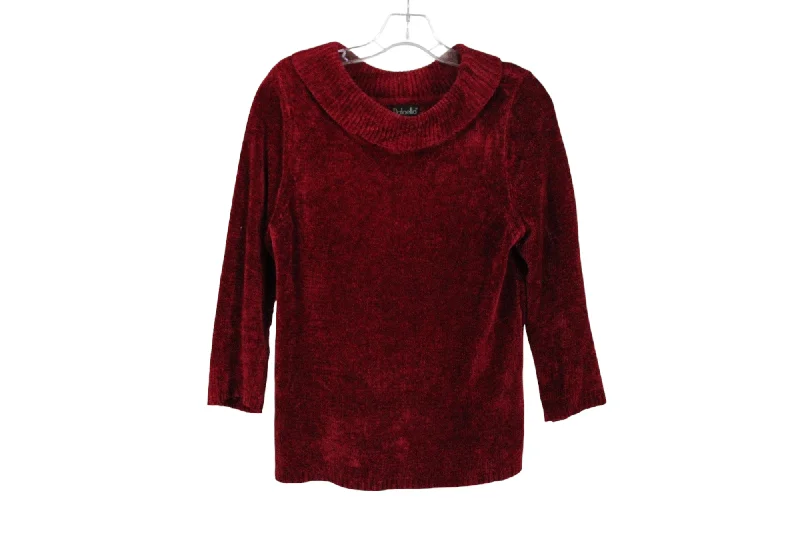 Rafaella Red Sweater | M Open Front Closed Front Wrap Front