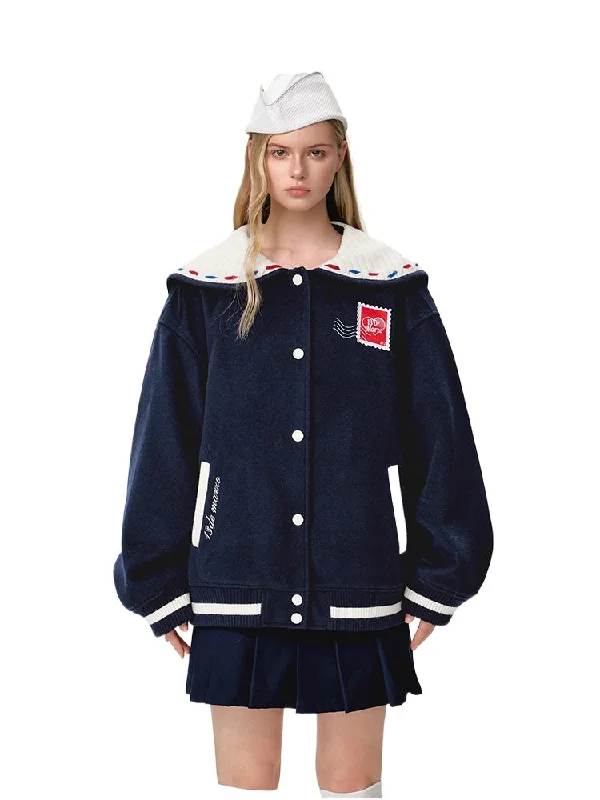Love Letter Tweed Baseball Jacket Print Jacket Jacquard Jacket Patchwork Jacket