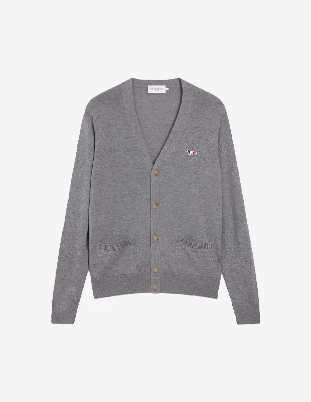 Unisex Tricolor Fox Patch Classic Cardigan Grey Melange Terry Blend Velvet Blend Canvas Blend Unisex Tricolor Fox Patch Classic Cardigan Grey Melange Terry Blend Velvet Blend Canvas Blend