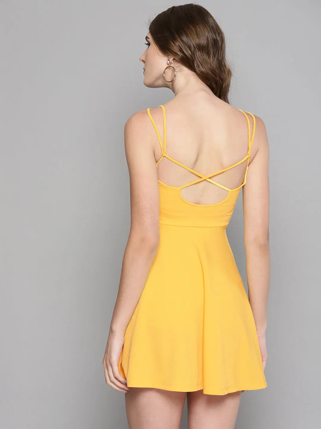 Veni Vidi Vici Yellow String Back Skater Dress