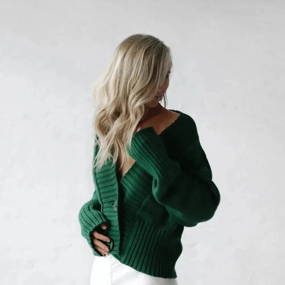 Recycled cotton cardigan in Green by Seaside Tones Striped Floral Plaid